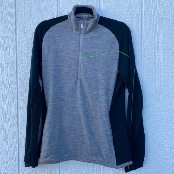 Icebreaker Other - Icebreaker New Zealand Merino Wool Quarter Zip Sweater Grey/Green Medium